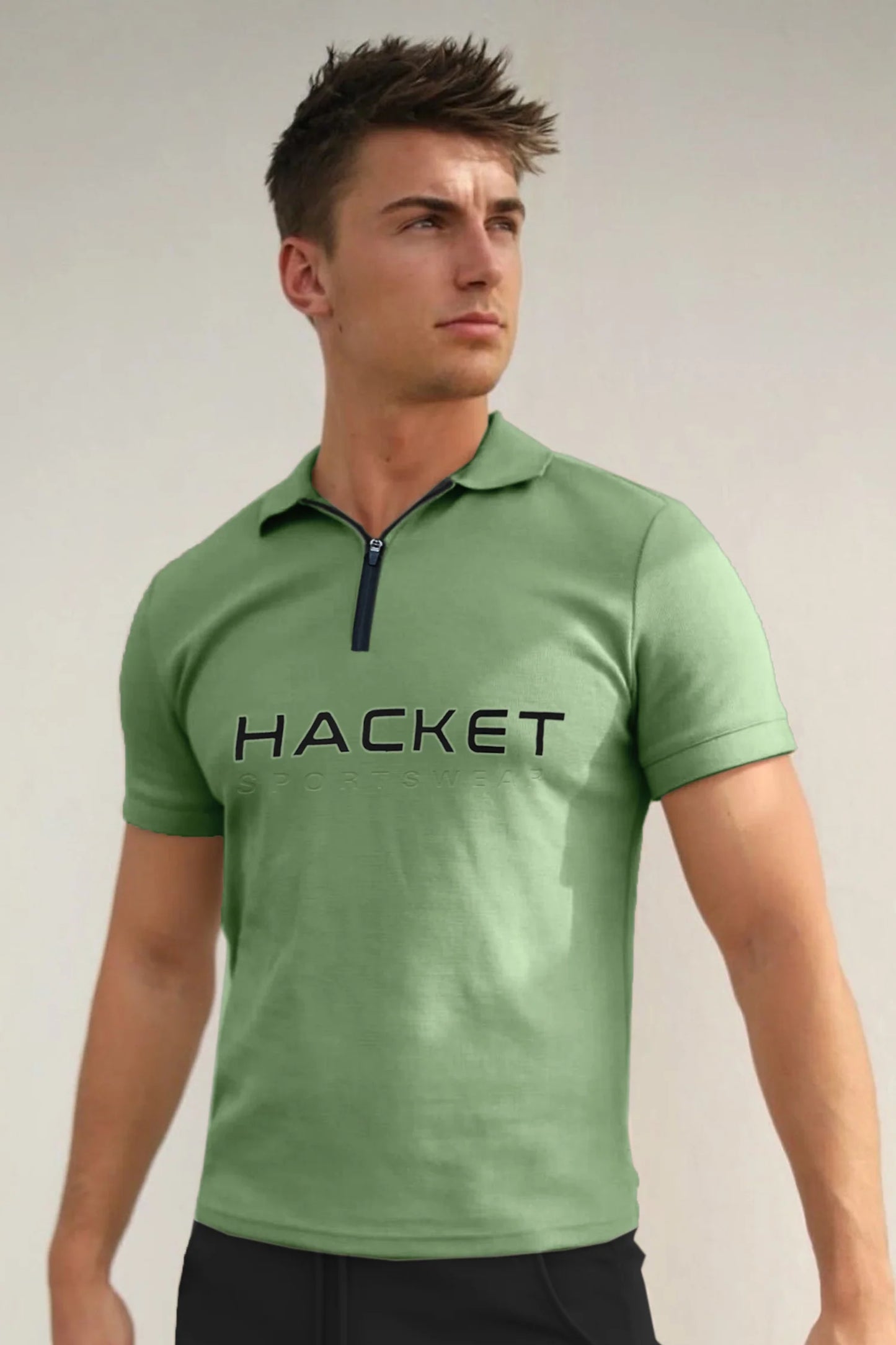 Sports Wear Zipper Men's Polo Shirt