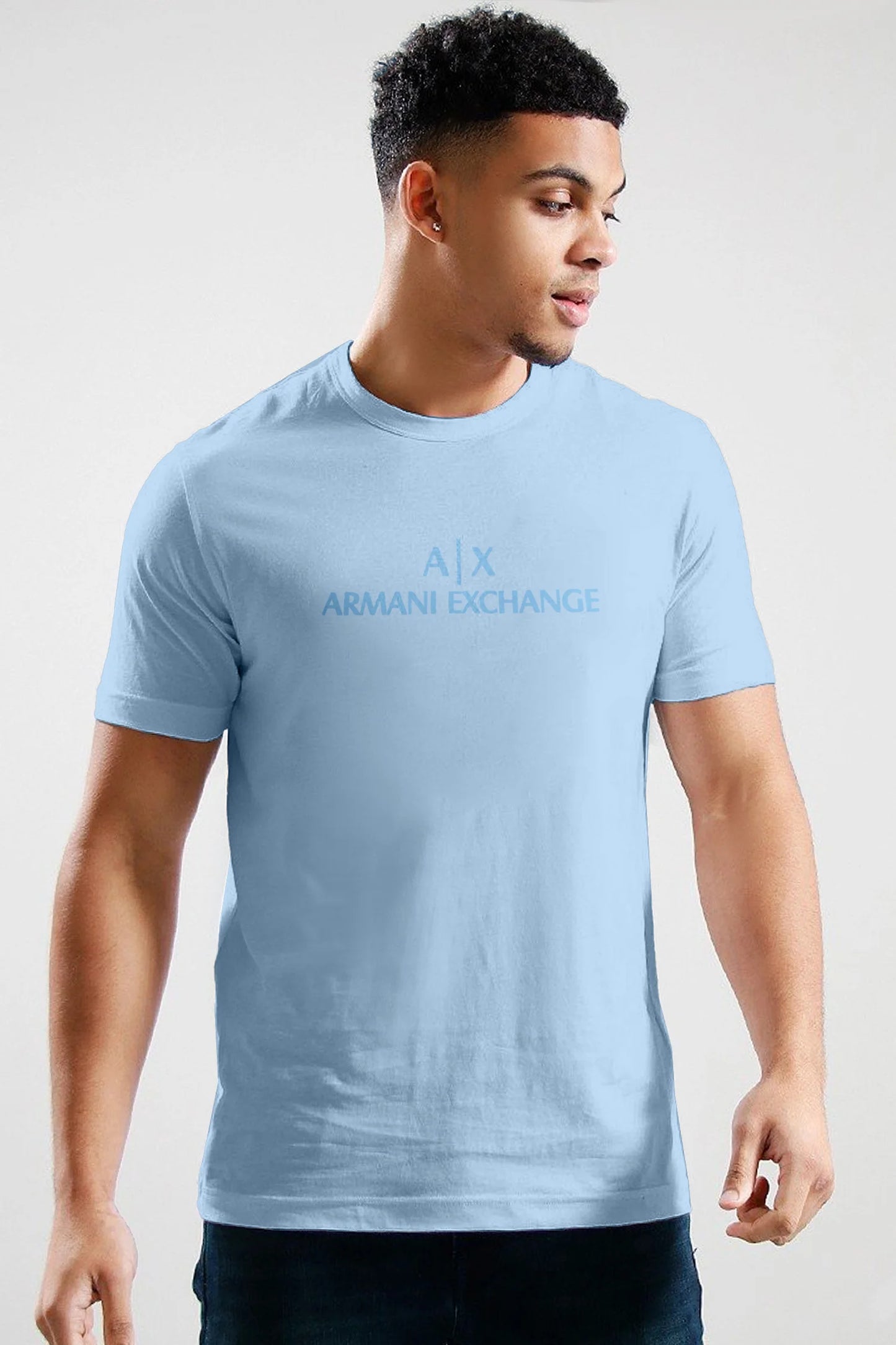 Armni Exchnge Writing Cutline Crew Neck Tee
