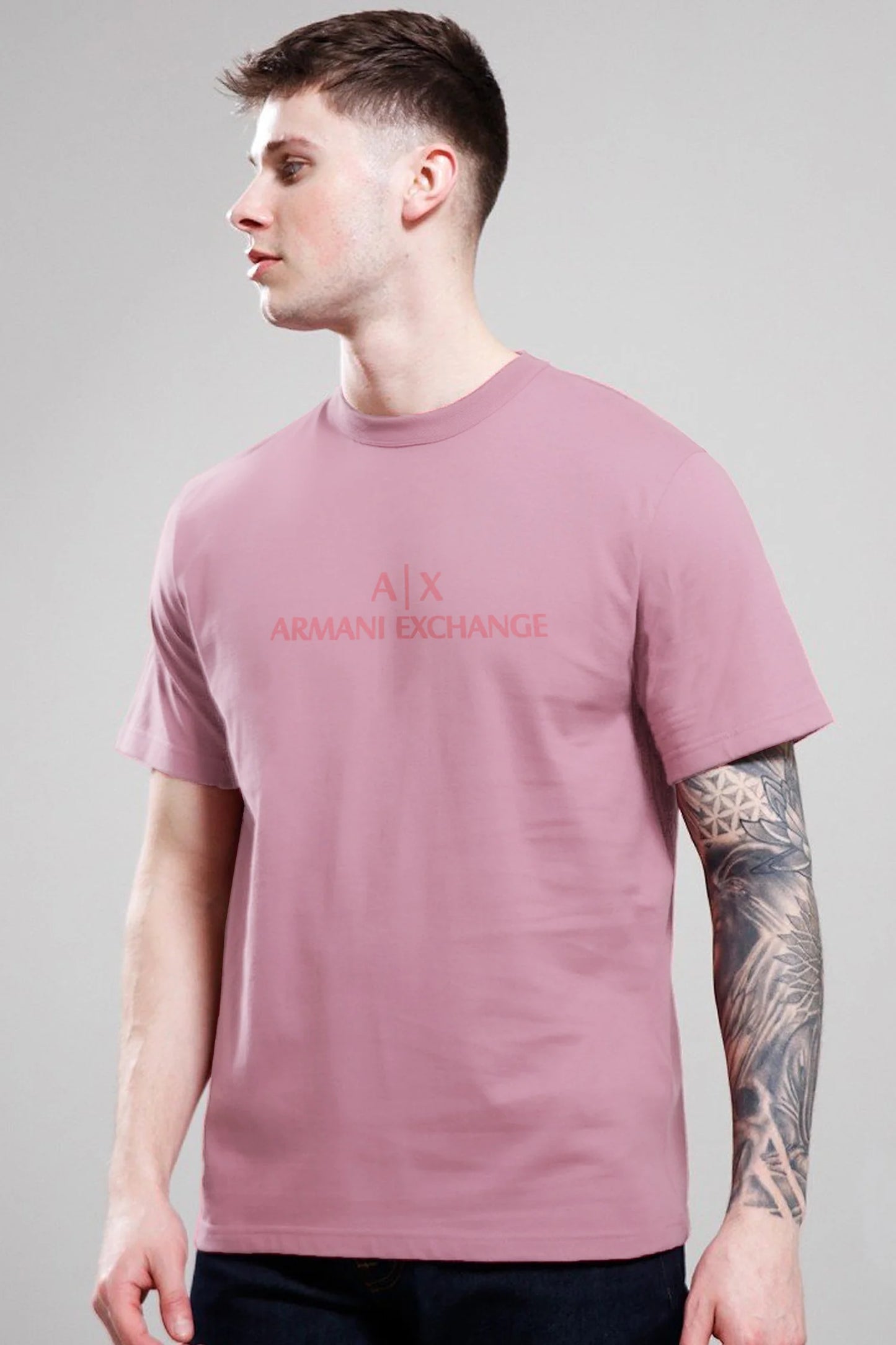 Armni Exchnge Writing Cutline Crew Neck Tee